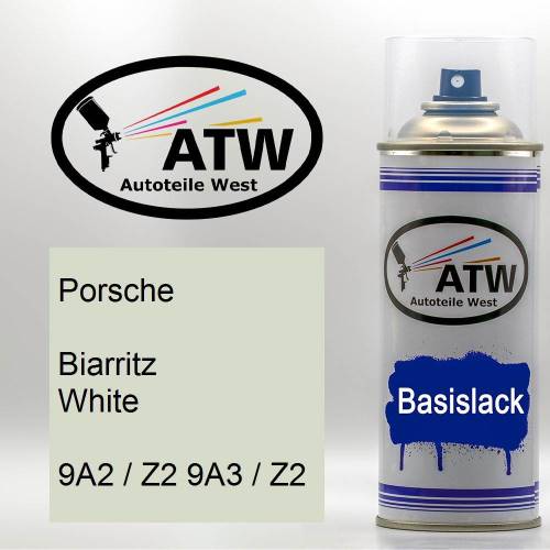 Porsche, Biarritz White, 9A2 / Z2 9A3 / Z2: 400ml Sprühdose, von ATW Autoteile West.